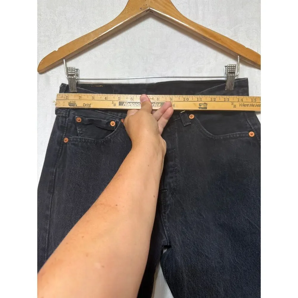 Levis 501 Jeans 30x30 Black Denim Original Fit Button Fly Straight Leg Mid Rise